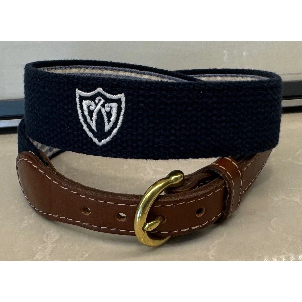 WESTMORELAND COUNTRY CLUB Leather Canvas Golf Belt - Size 26 - NAVY